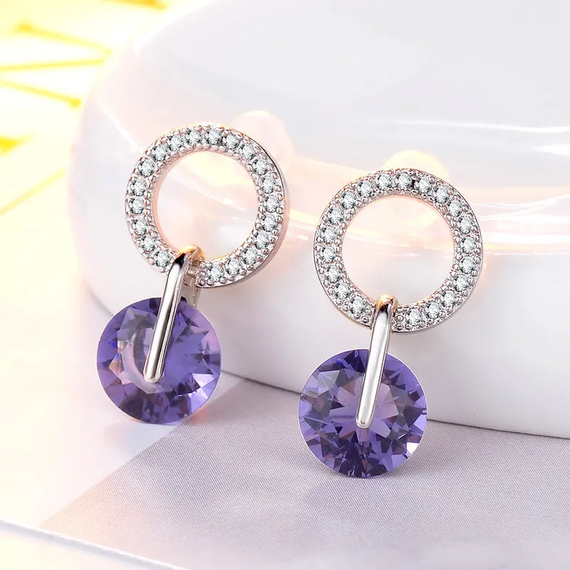 Luxury Earrings Elegant Double Crystal Zircon Drop Dangle Earrings Wedding Jewelry Gifts