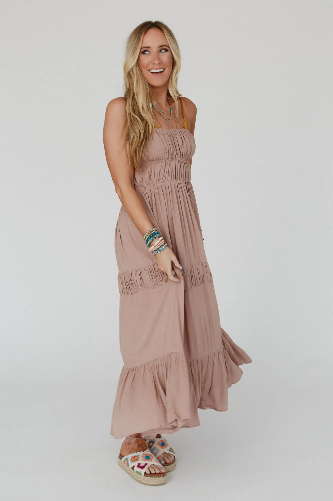 Malta Tie Back Maxi Dress - Taupe