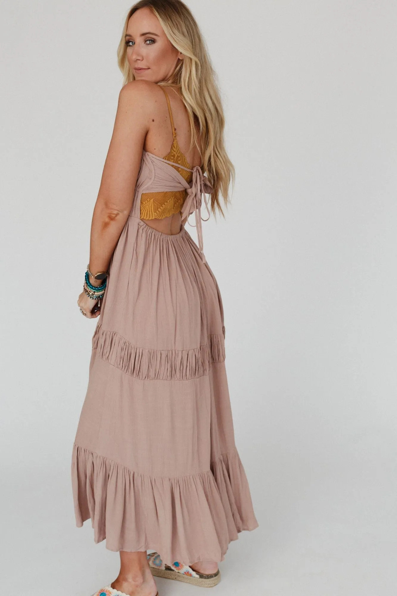 Malta Tie Back Maxi Dress - Taupe