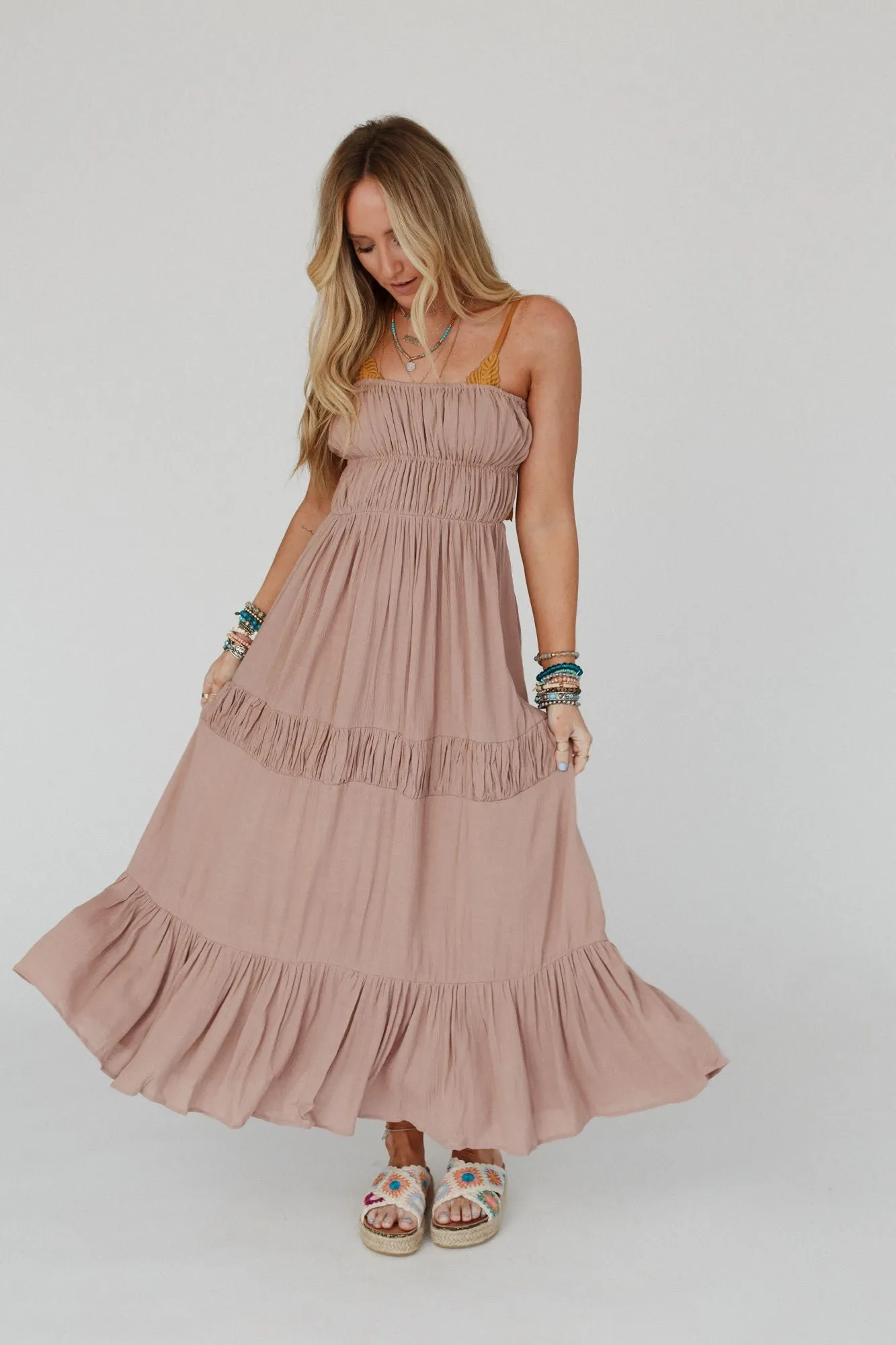 Malta Tie Back Maxi Dress - Taupe