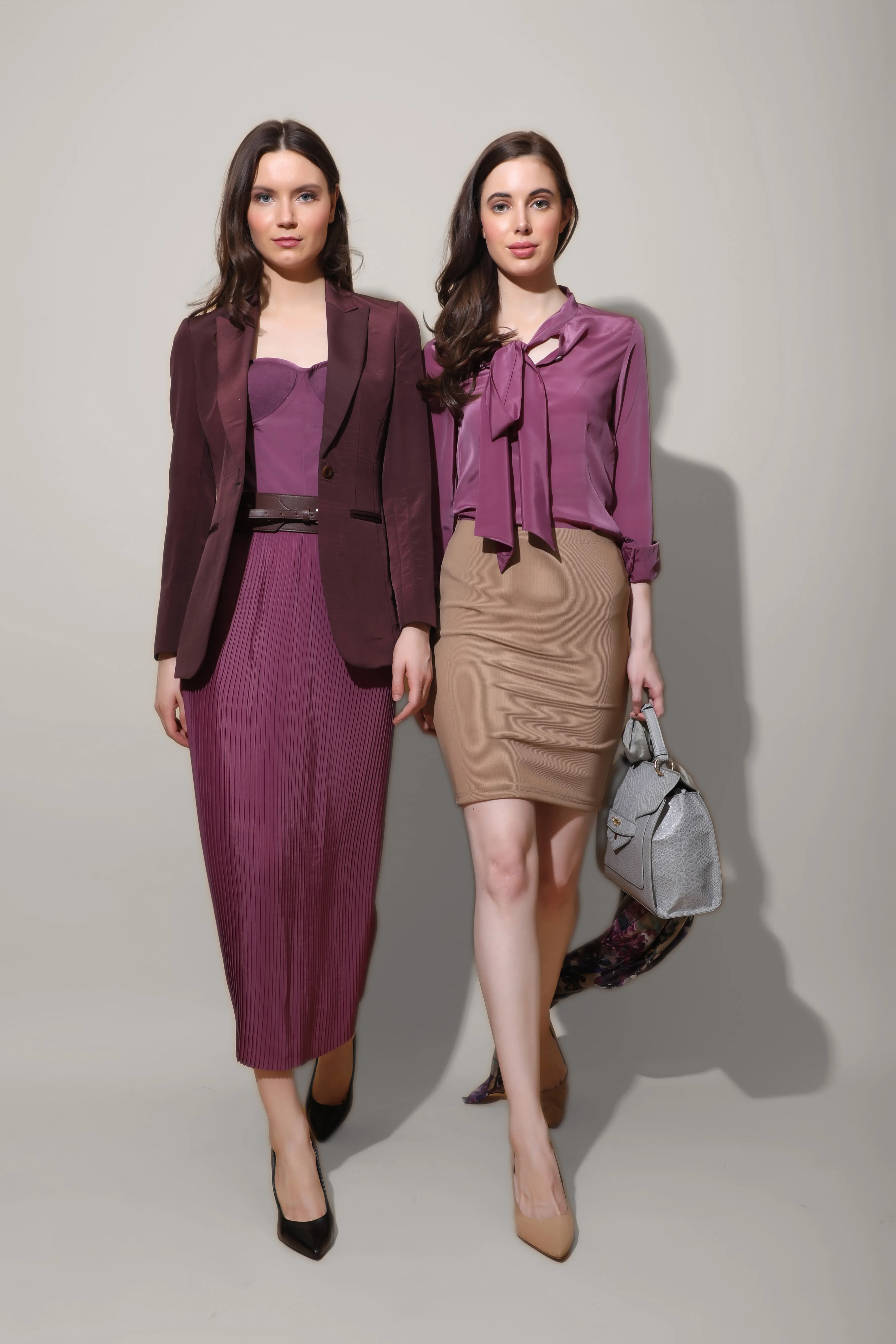 Mauve Neck Tie Shirt