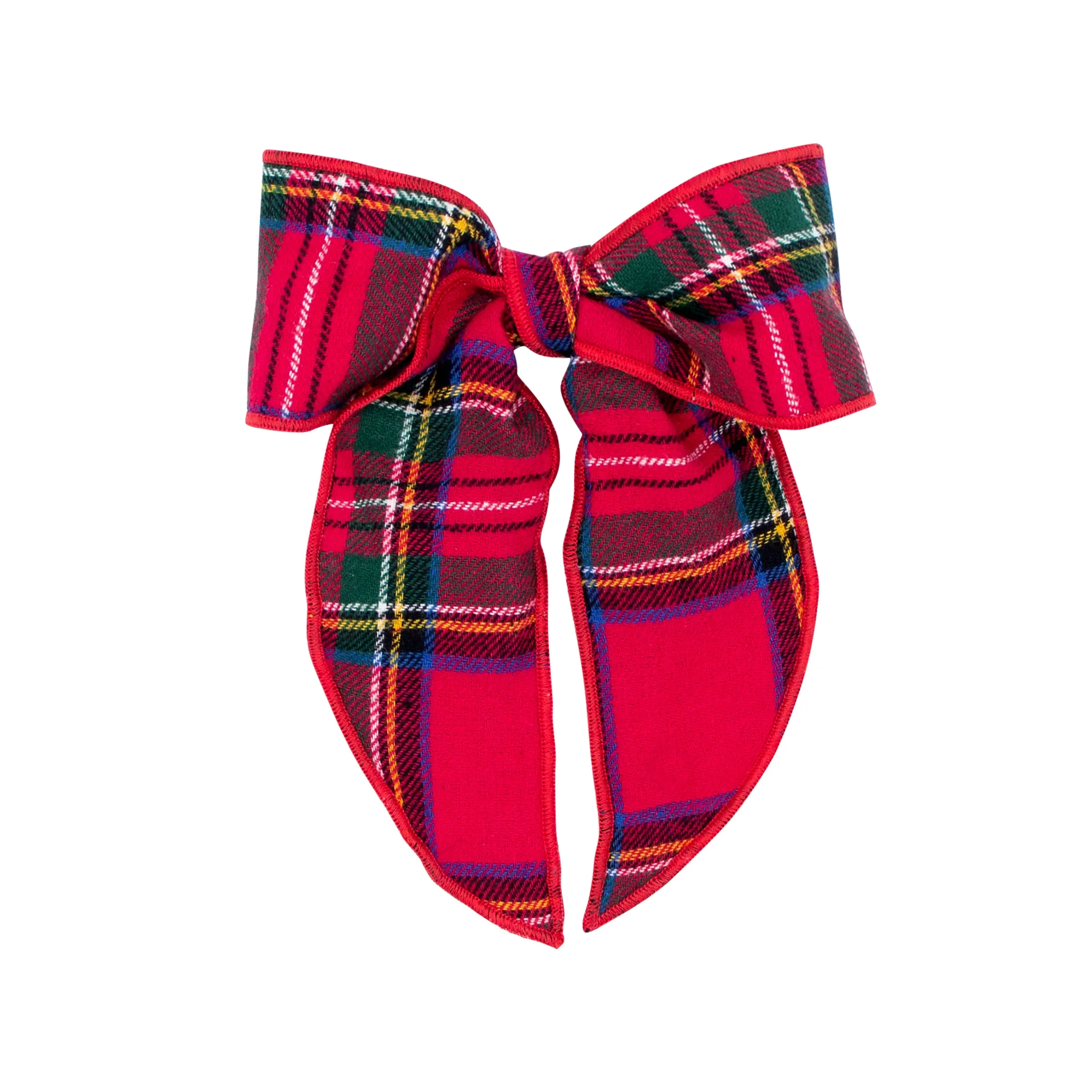 Medium Flannel Streamer Fabric Bow on Clippie - Red