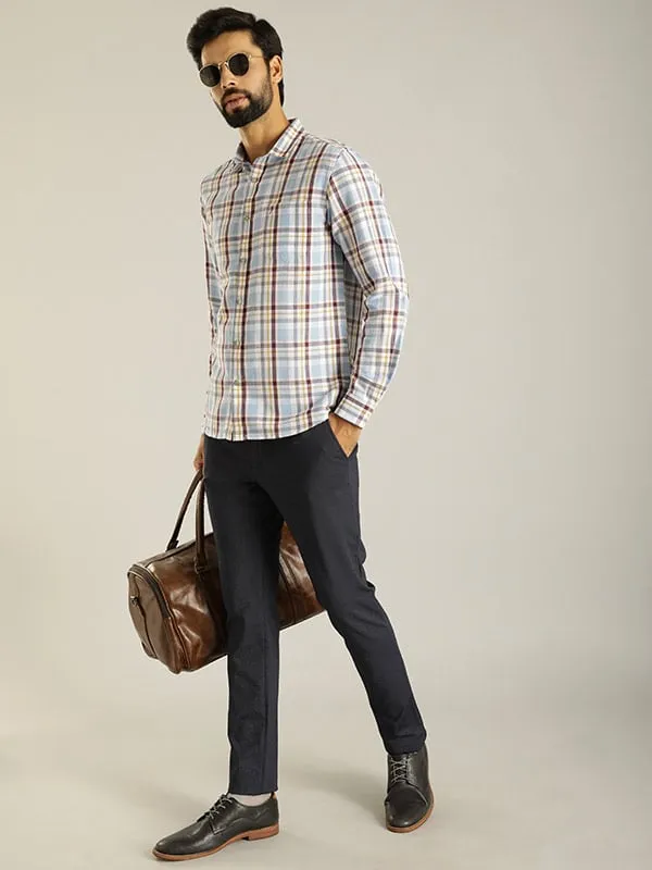 Men Checked Full Sleeve Linen Blend Shirt