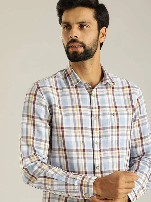 Men Checked Full Sleeve Linen Blend Shirt