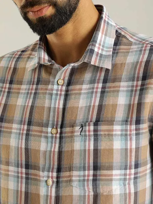 Men Checked Full Sleeve Linen Blend Shirt