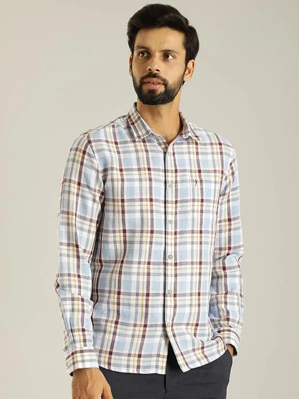 Men Checked Full Sleeve Linen Blend Shirt