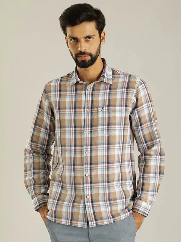 Men Checked Full Sleeve Linen Blend Shirt