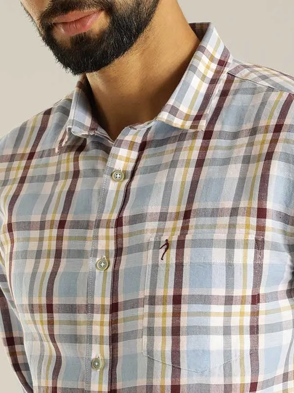 Men Checked Full Sleeve Linen Blend Shirt