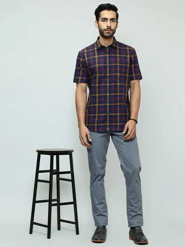 Men Checked Half Sleeve Cotton Shirt