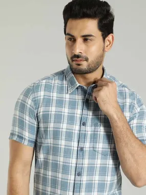 Men Checked Half Sleeve Cotton Shirt