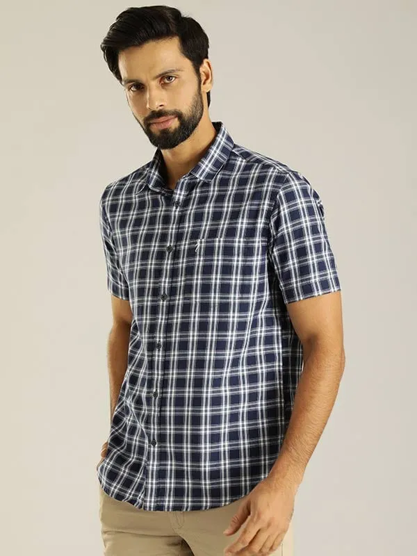 Men Checked Half Sleeve Cotton Shirt