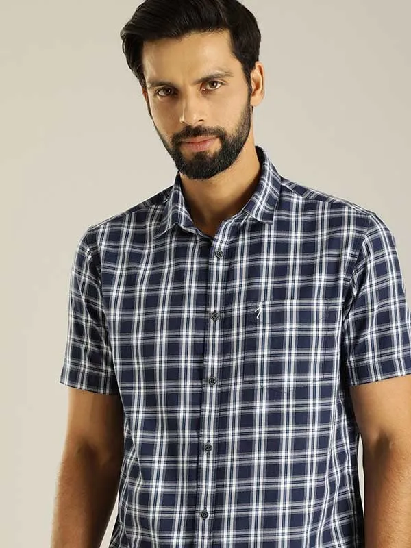 Men Checked Half Sleeve Cotton Shirt