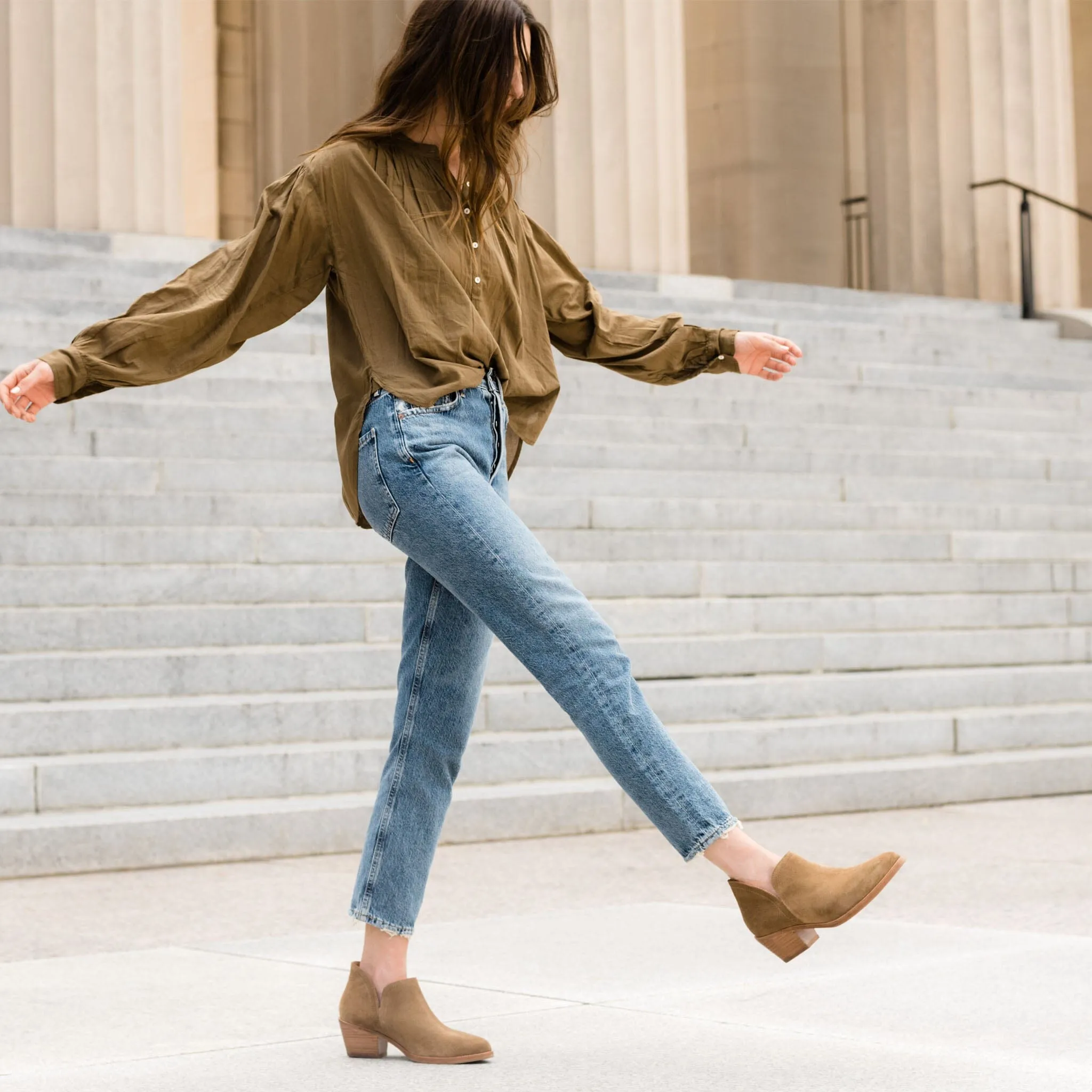 Mia Everyday Ankle Bootie Taupe Suede