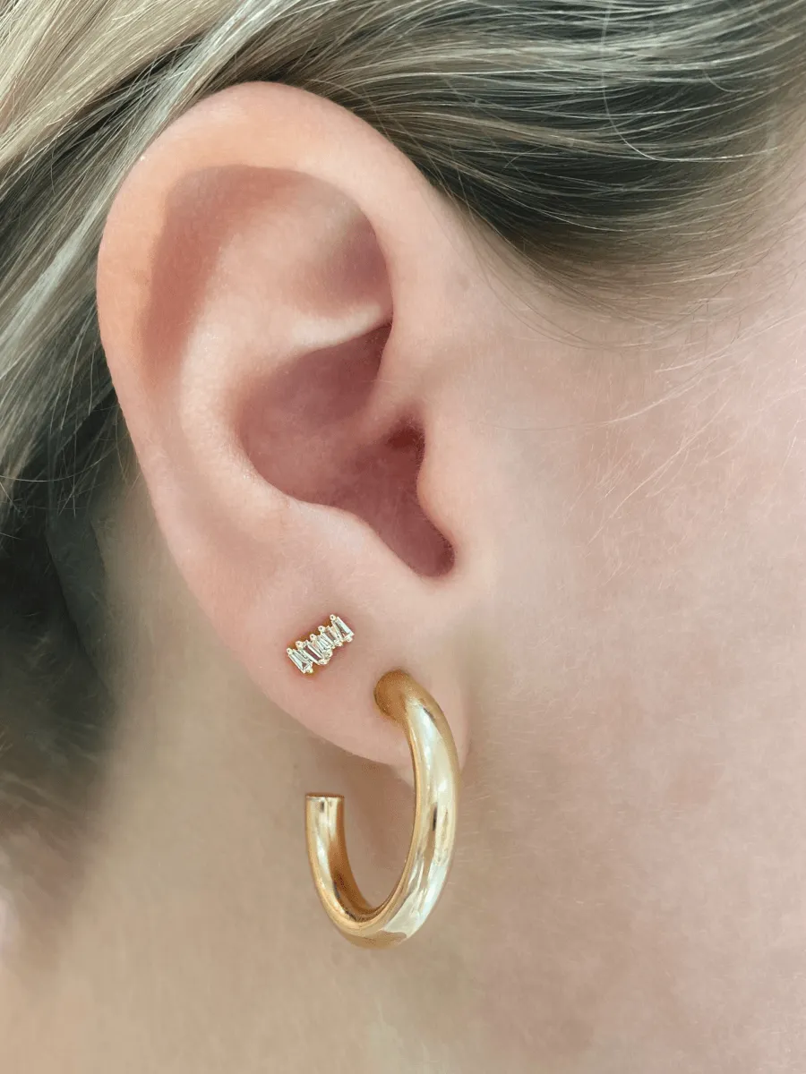 Mini Brilliant Baguette Stud Earrings 14K