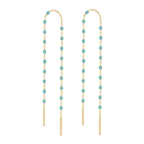 Mini Gigi Turquoise Green earrings, Yellow Gold