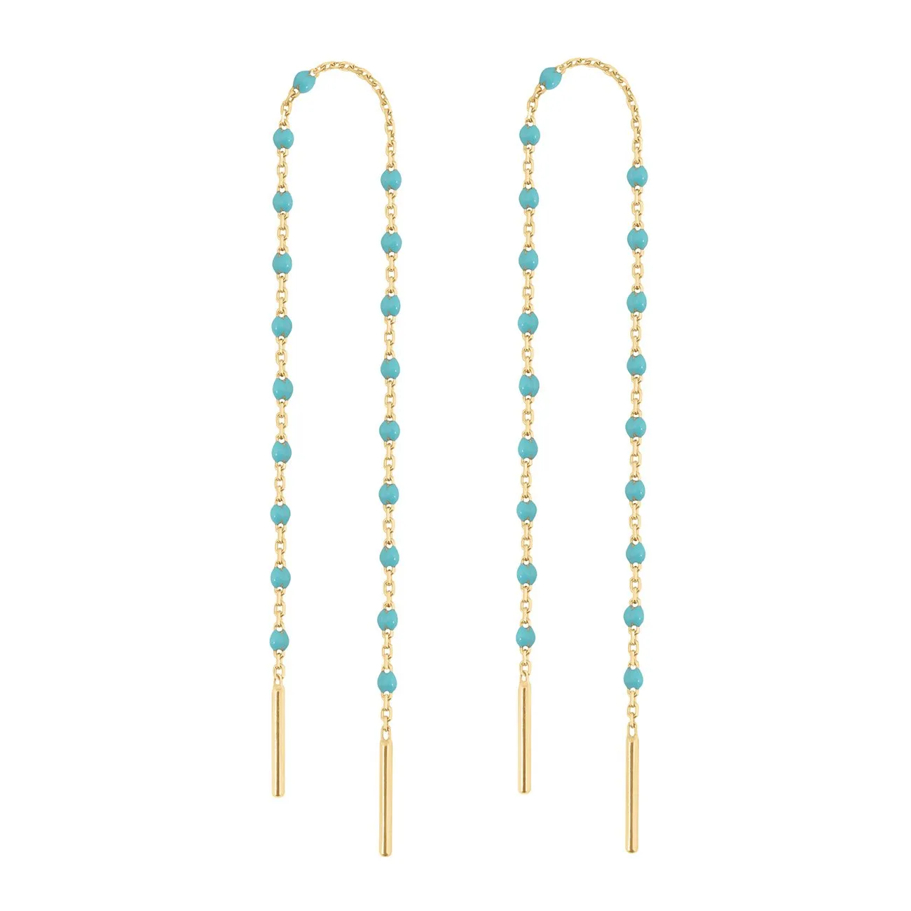 Mini Gigi Turquoise Green earrings, Yellow Gold