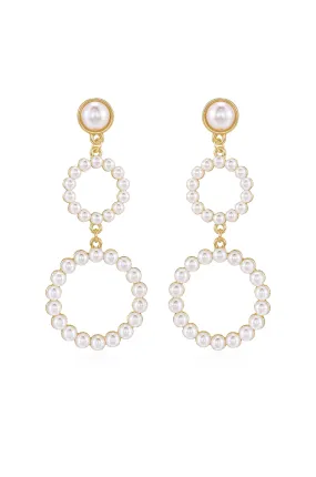 Night Out Double Pearl Hoop Drop Earrings