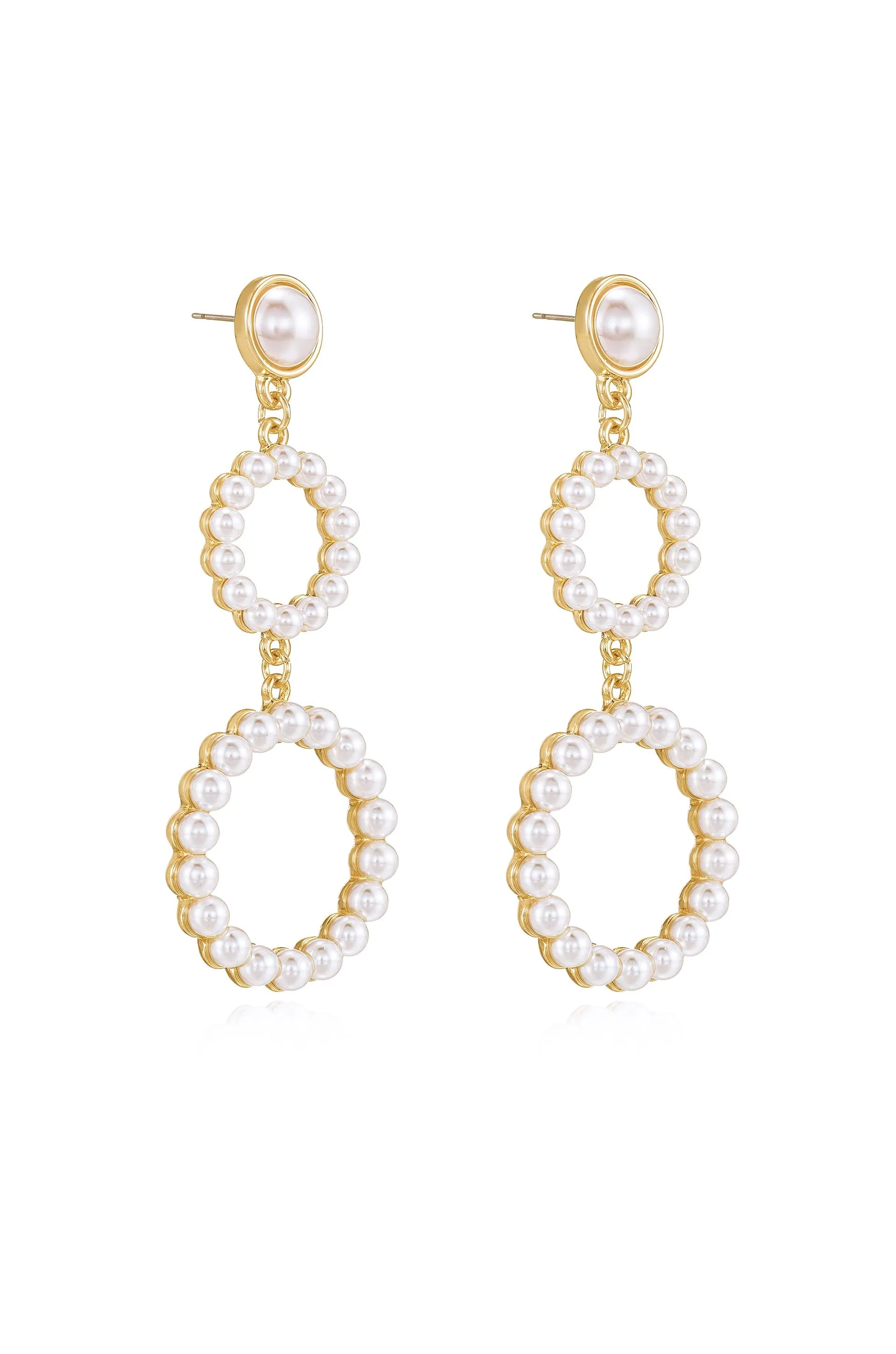 Night Out Double Pearl Hoop Drop Earrings