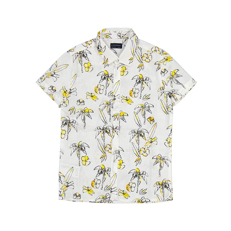 Nukutavake Short Sleeve Leaf Shirt_White 6112-69