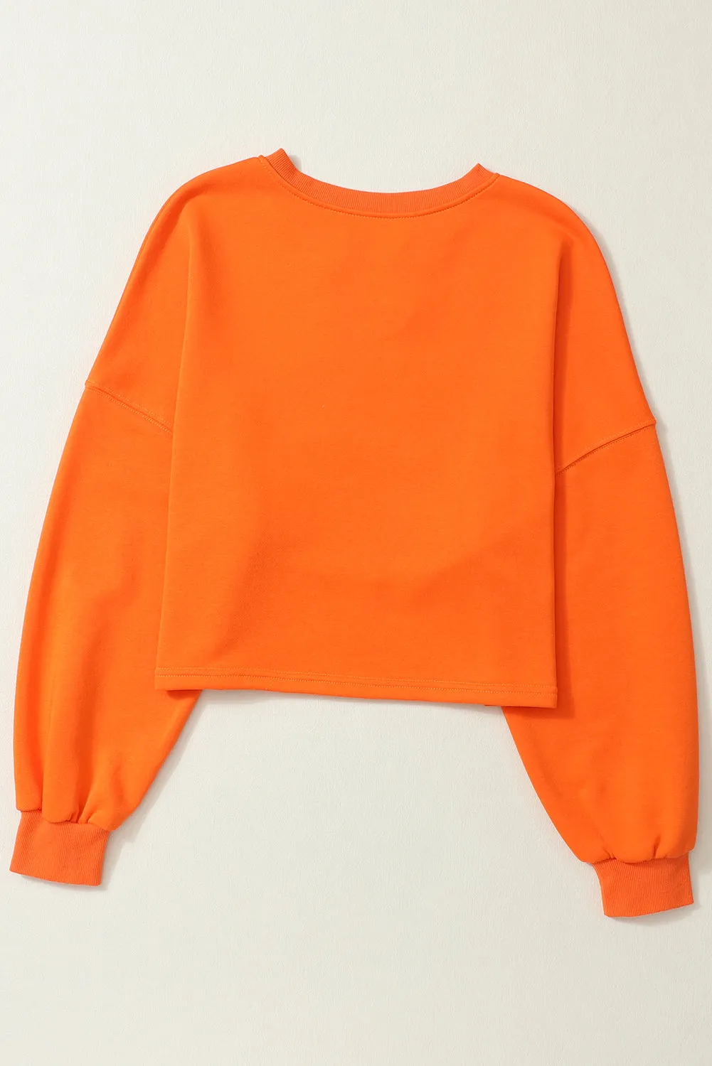 Orange Game Day Lettering Rugby Notched Neck Sweatshirt