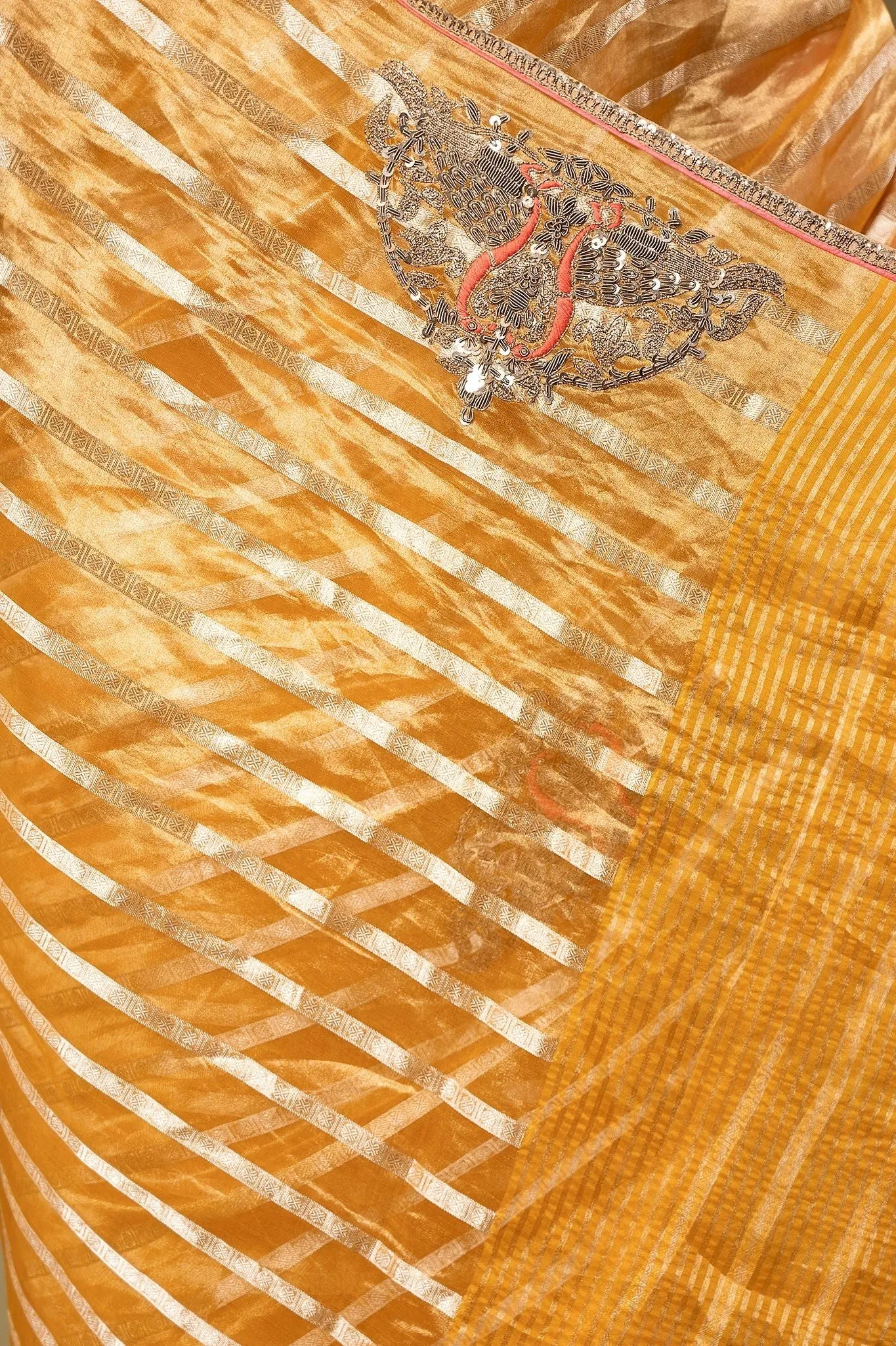 Organza Handloom  Antique Work Saree