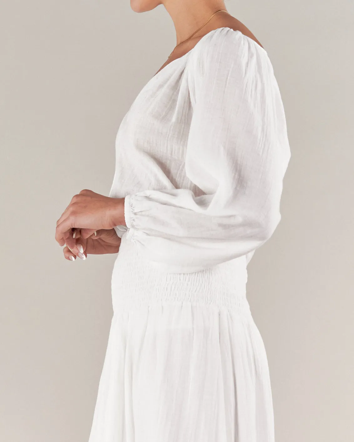 Panama Linen Cotton Gauze Blouse - White