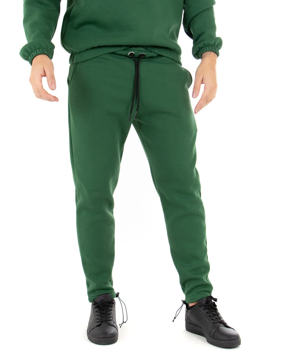 Pantaloni Uomo Pantalaccio Tuta Basic Verde Comodo Caldo Felpato Polycot GIOSAL-P4074A