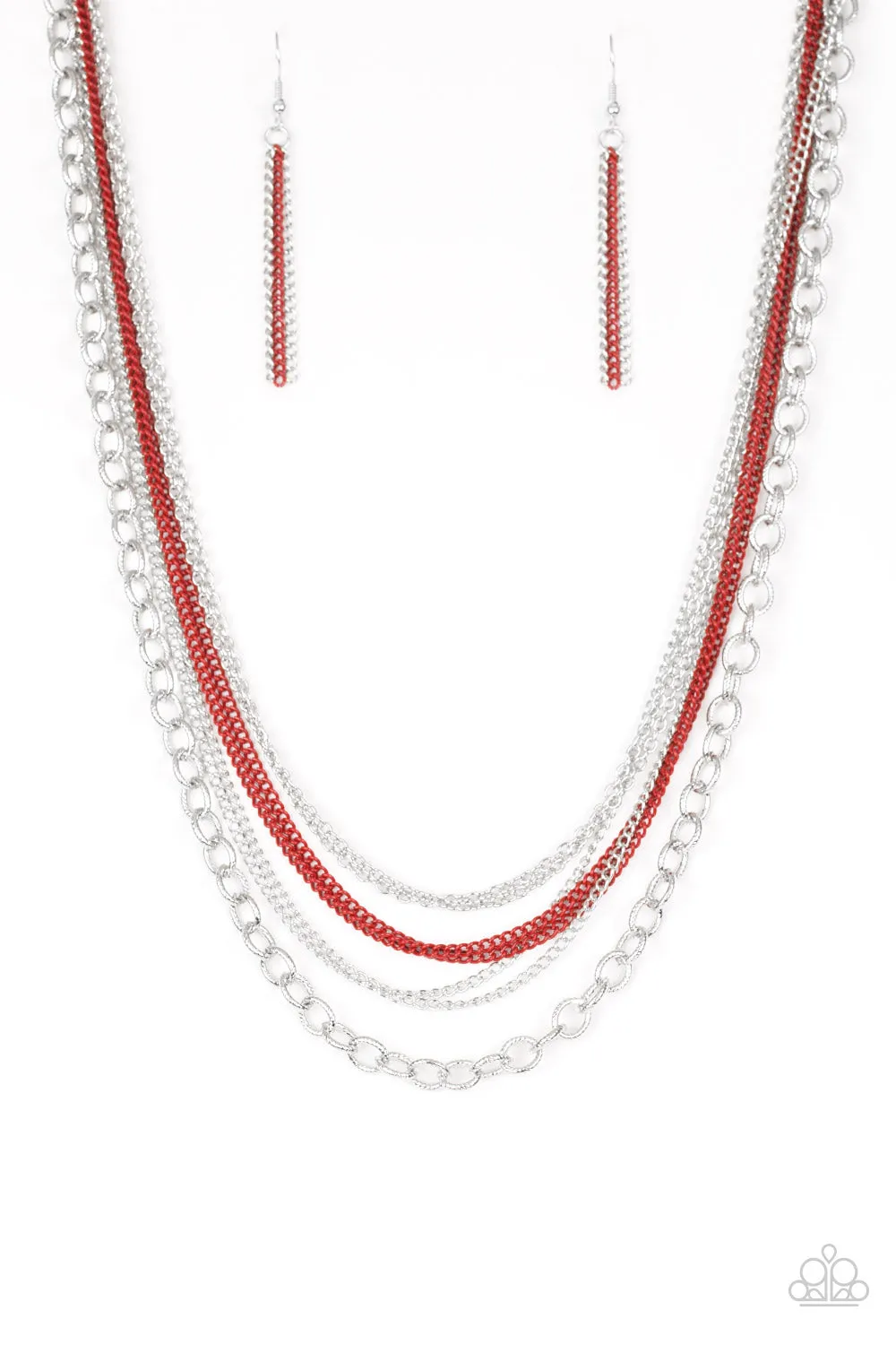 Paparazzi Intensely Industrial Red Necklace Set