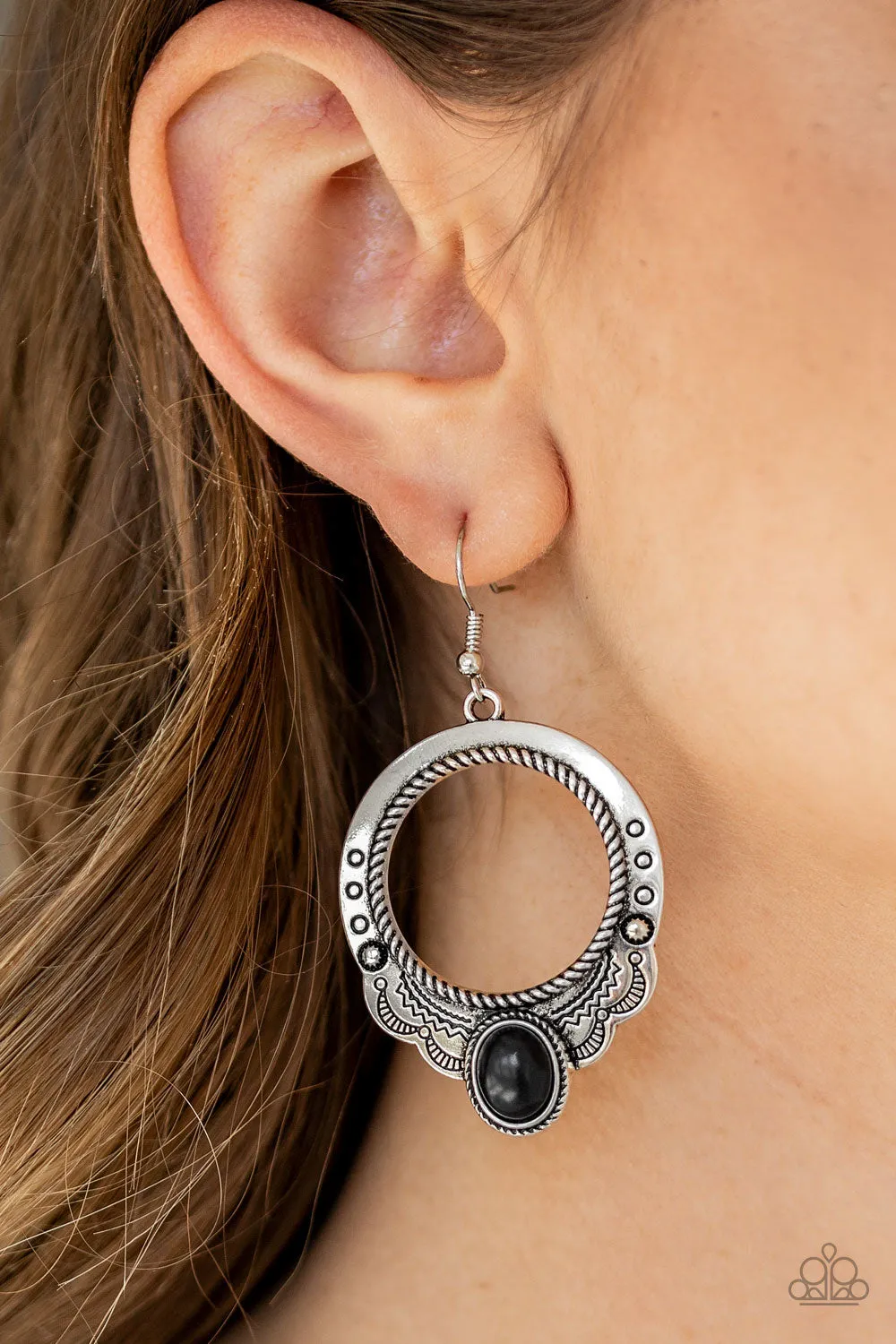 Paparazzi Natural Springs Black Earrings