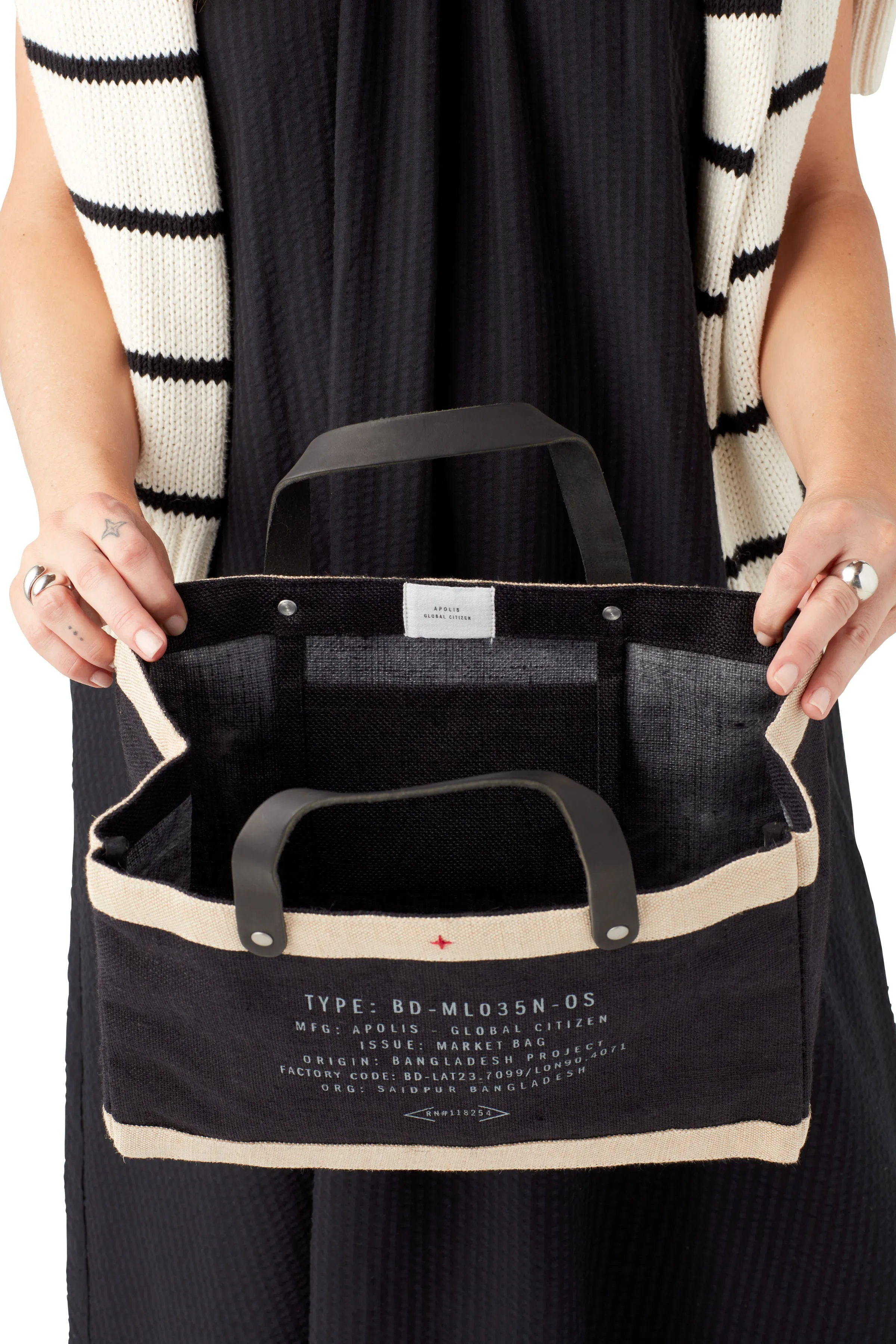 Petite Market Bag in Black Palm Tree by Amy Logsdon