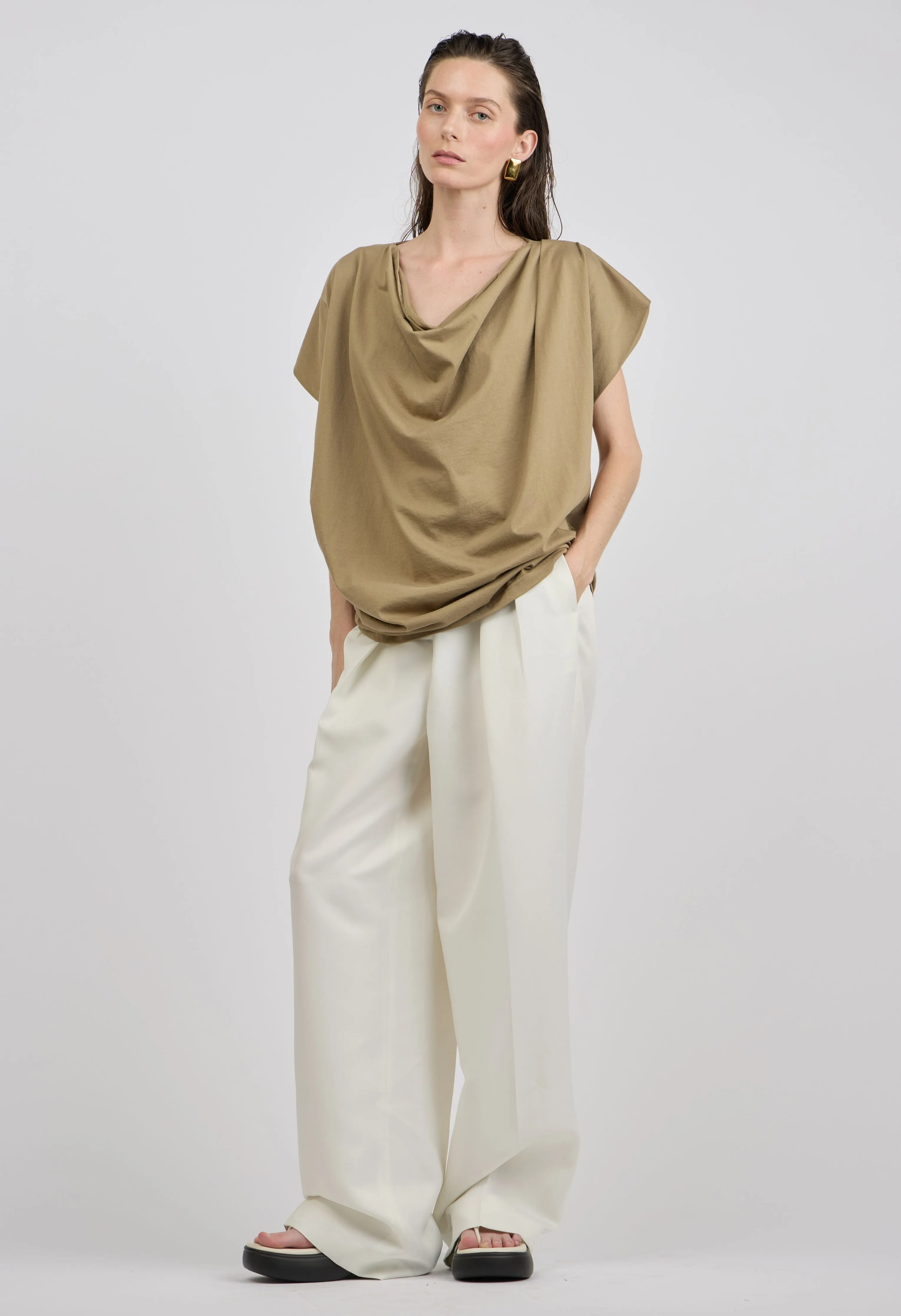 Pleated Trouser in White