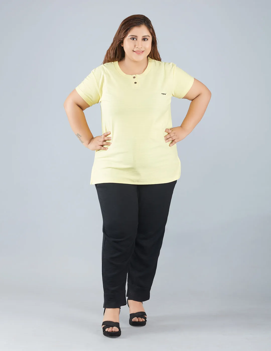 Plus Size Cotton T-shirts For Summer - Lemon