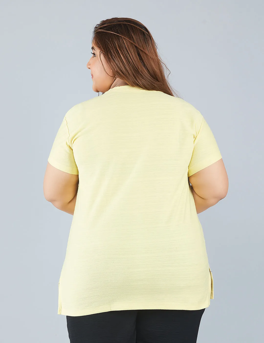 Plus Size Cotton T-shirts For Summer - Lemon