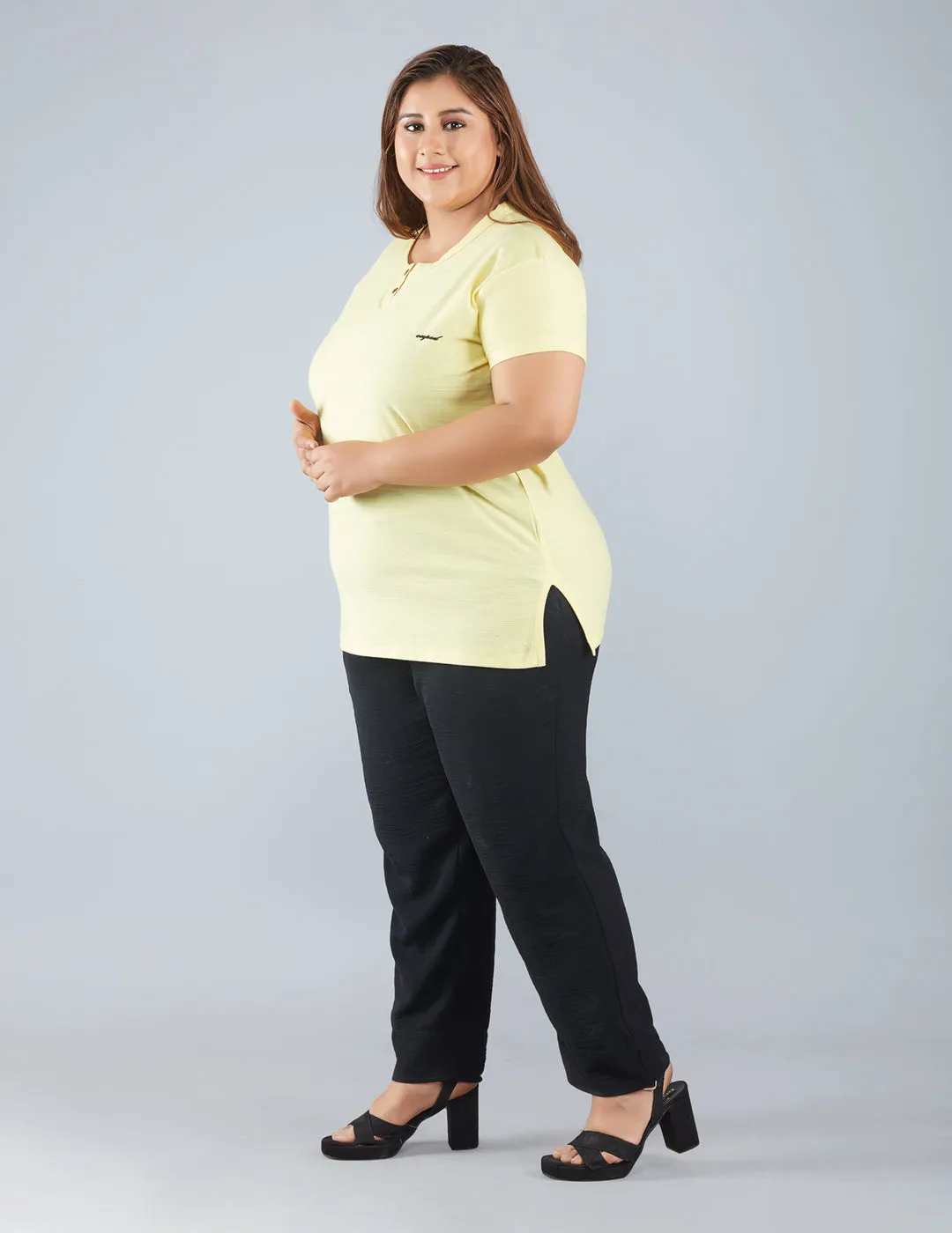 Plus Size Cotton T-shirts For Summer - Lemon