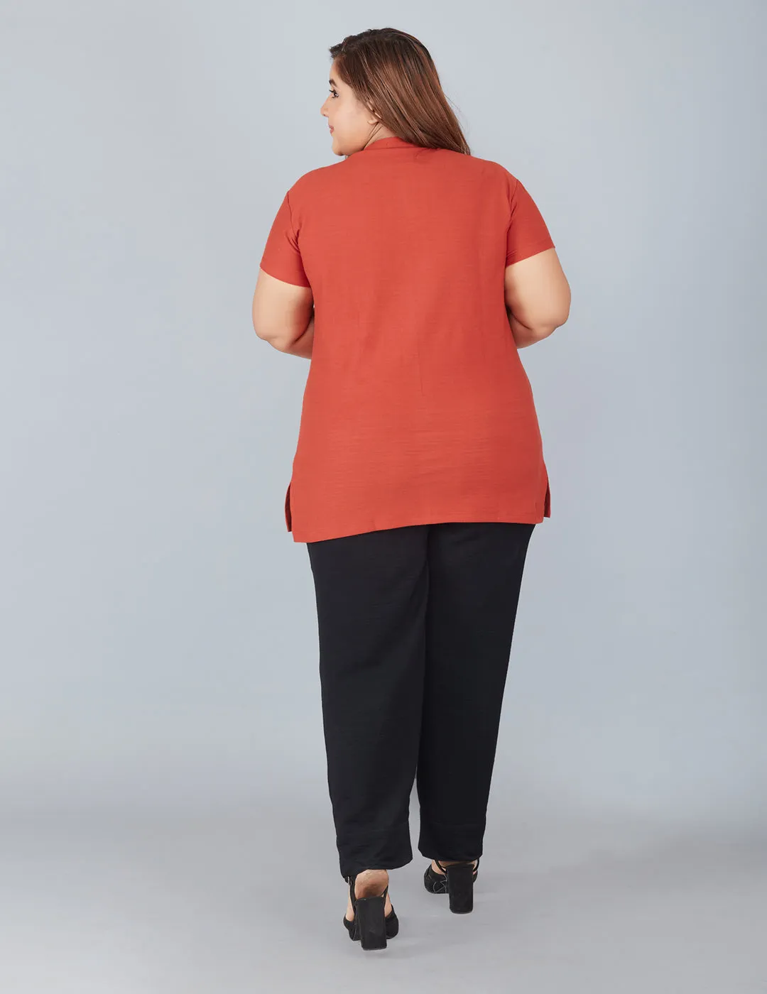 Plus Size Cotton T-shirts For Summer - Rust