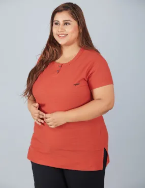 Plus Size Cotton T-shirts For Summer - Rust