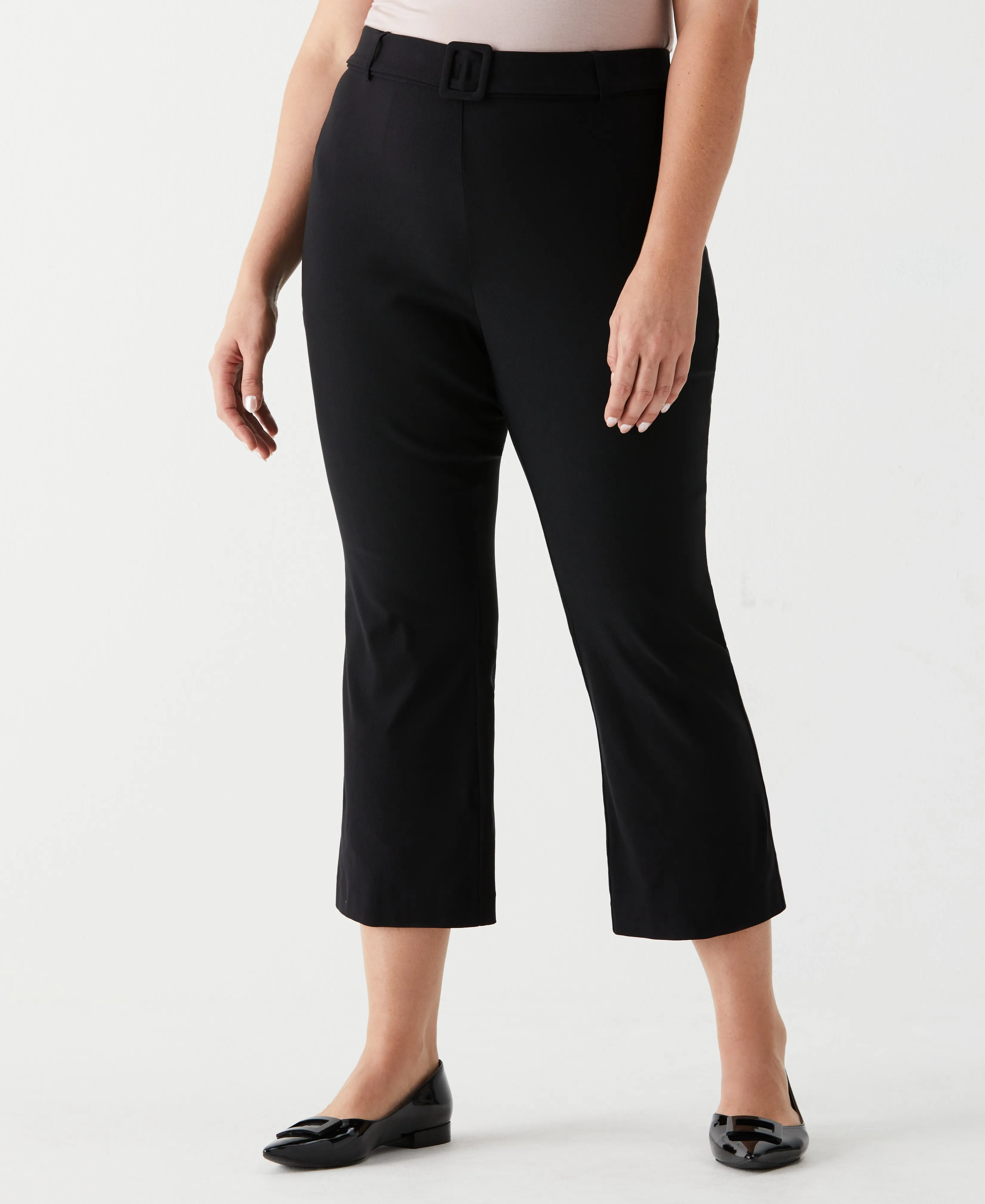 Plus Size Crop Boot Cut Pant with Belt