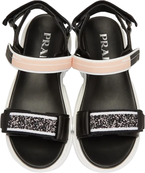 Prada Black Cloudbust Velcro Logo Sandals UK 6 EU 39 👠