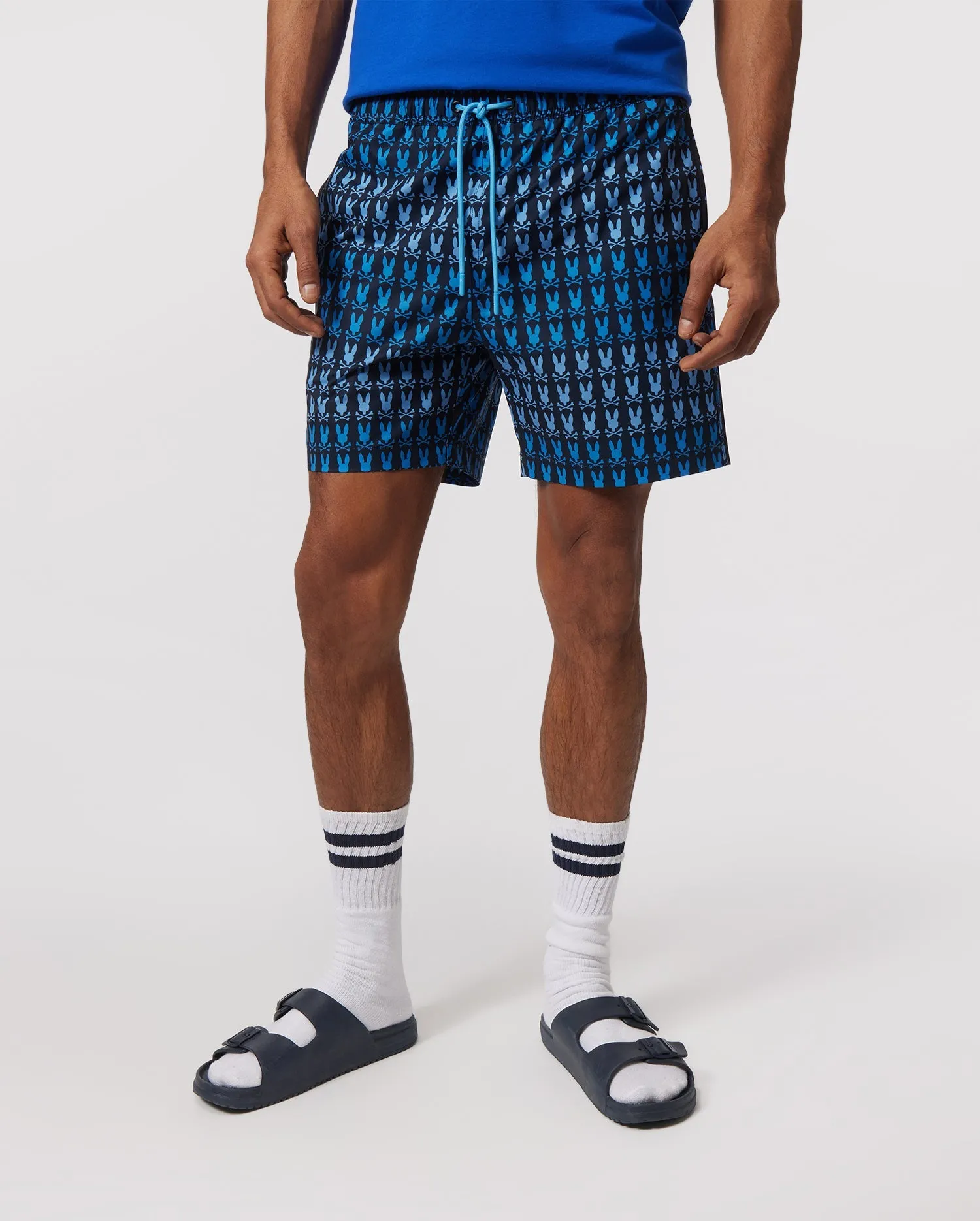 Psycho Bunny Mens Barker All Over Print Swim Shorts - Navy