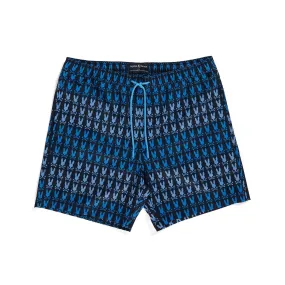 Psycho Bunny Mens Barker All Over Print Swim Shorts - Navy