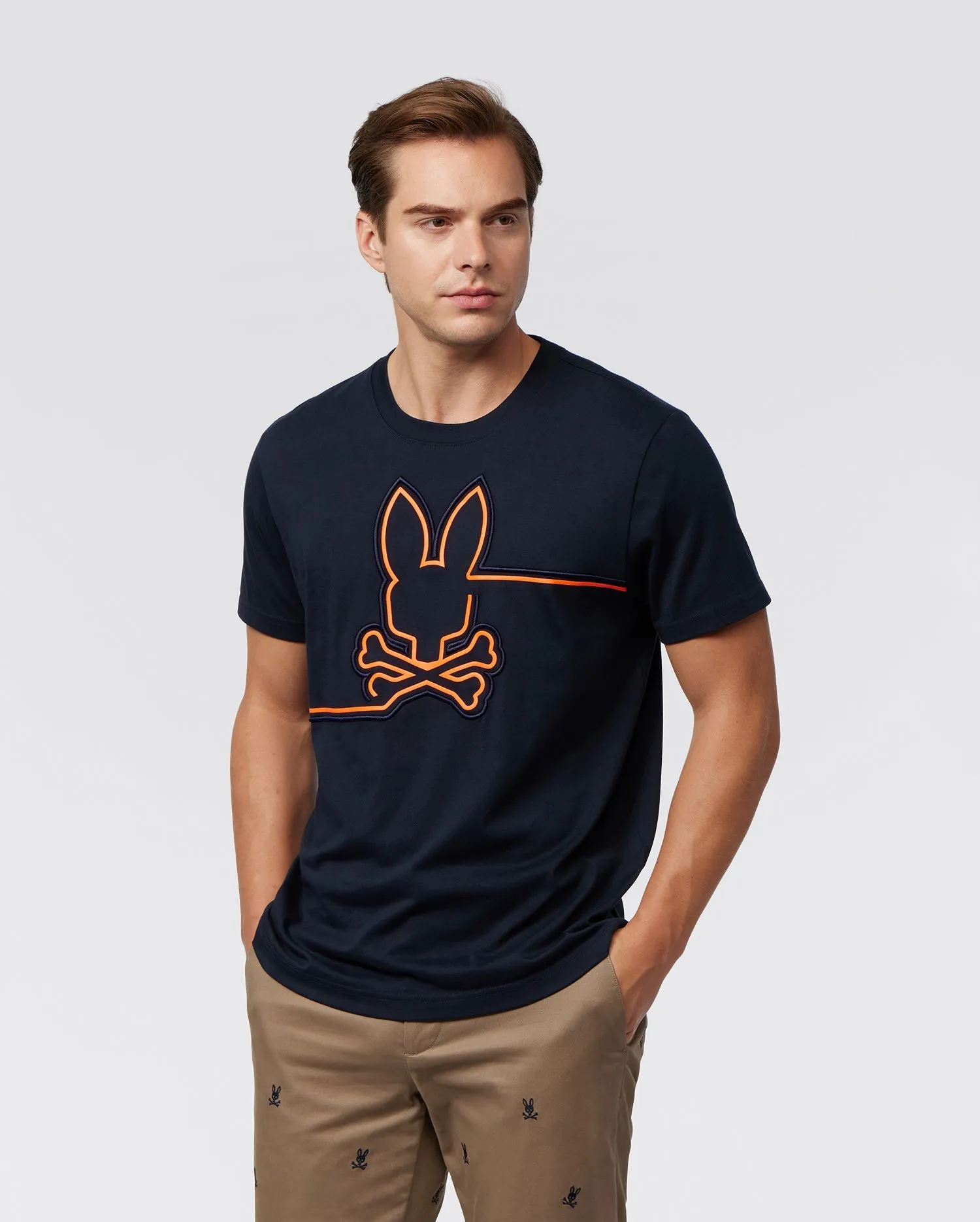 Psycho Bunny Mens Chester Embroidered Graphic Tee - Navy