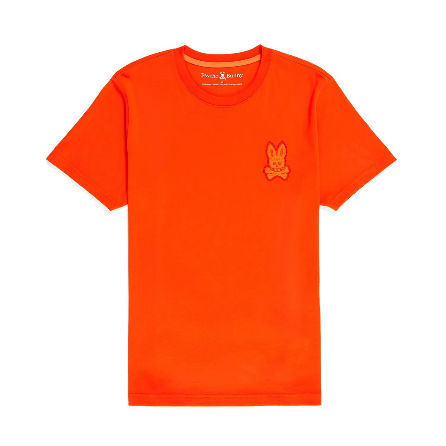 Psycho Bunny Mens Cleveland Chainstitch Logo Tee - Tangerine Tango