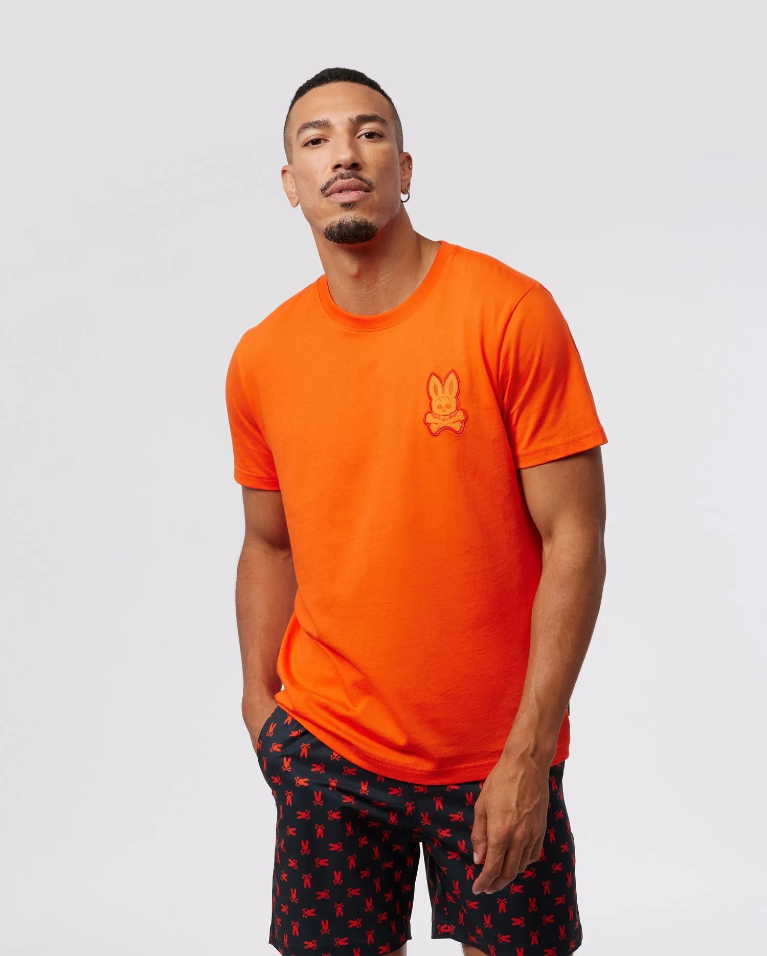 Psycho Bunny Mens Cleveland Chainstitch Logo Tee - Tangerine Tango