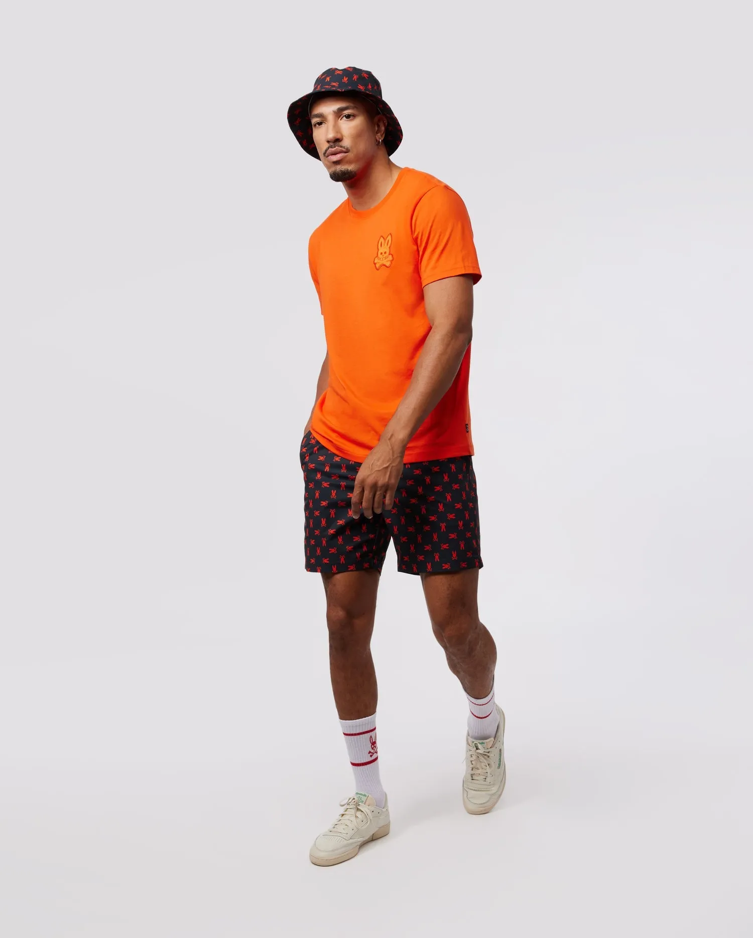 Psycho Bunny Mens Cleveland Chainstitch Logo Tee - Tangerine Tango