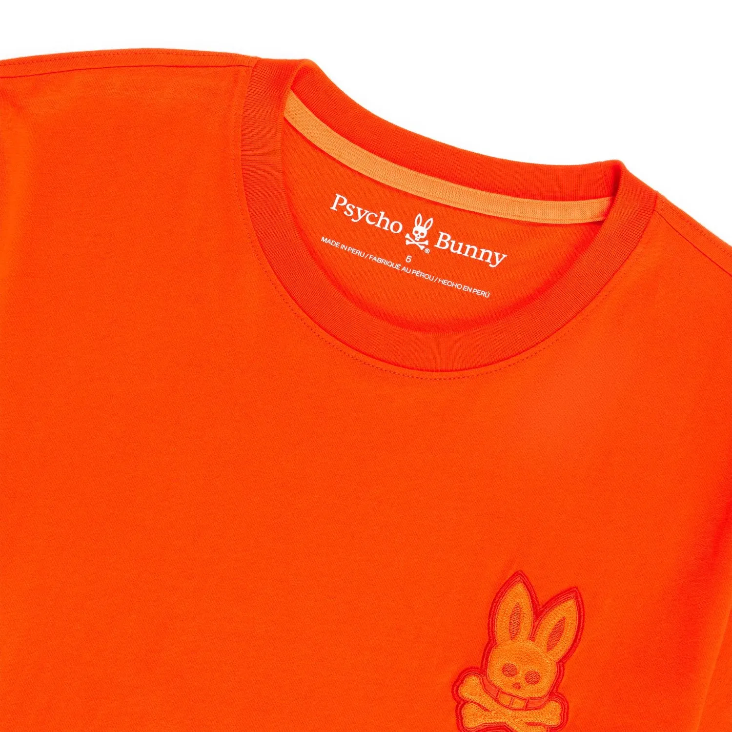 Psycho Bunny Mens Cleveland Chainstitch Logo Tee - Tangerine Tango