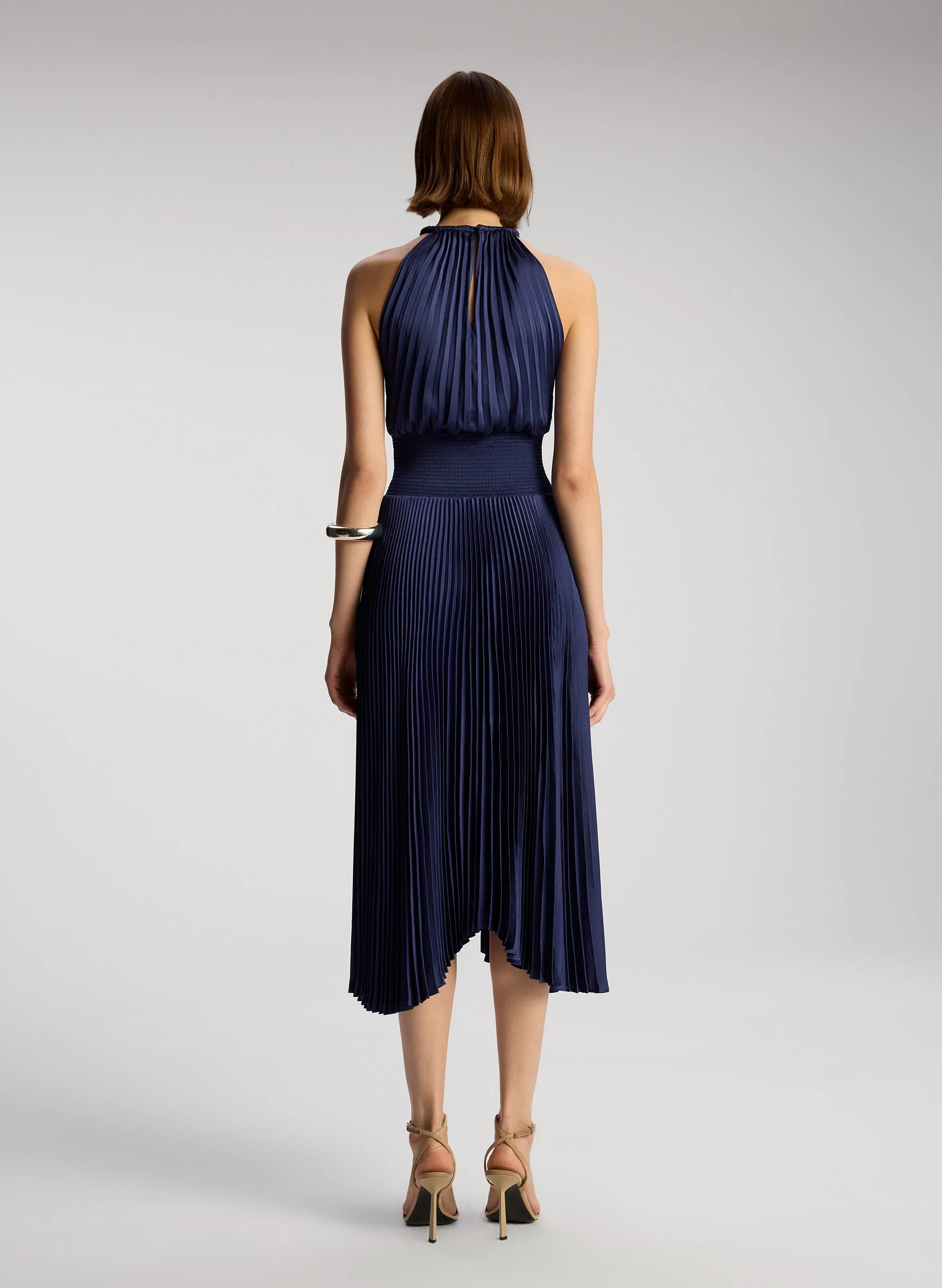 Renzo II Satin Pleated Dress