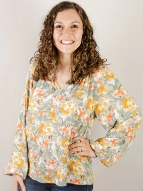 Sage and Marigold V-Neck Floral Blouse