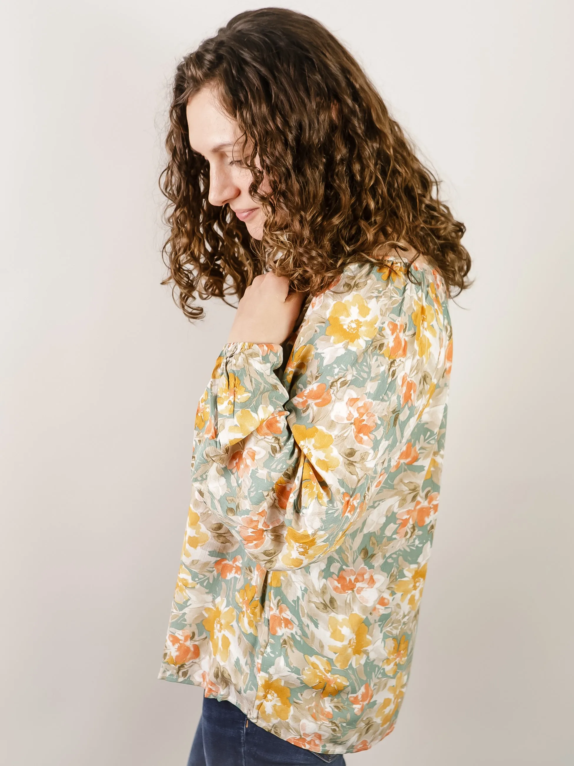 Sage and Marigold V-Neck Floral Blouse