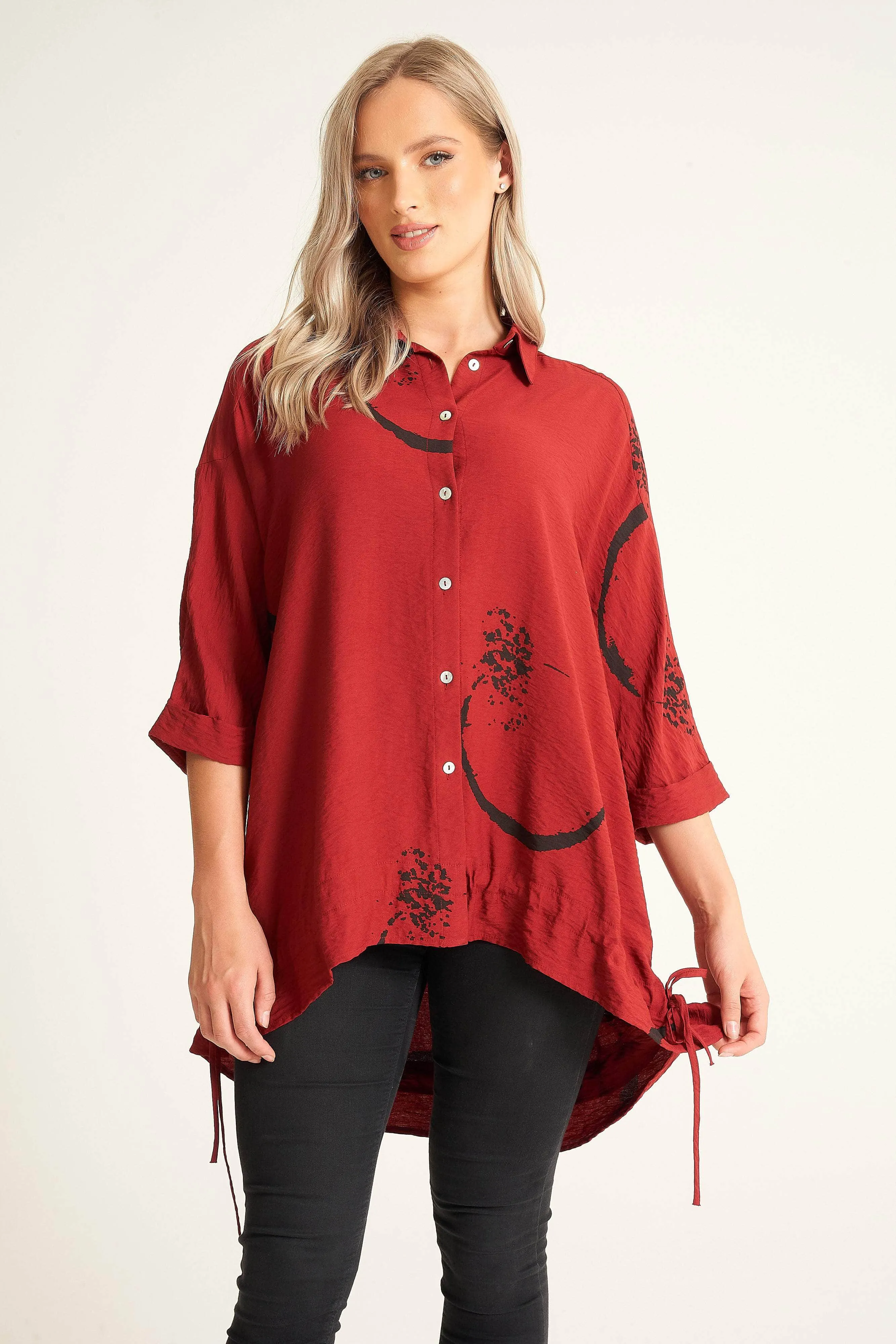 Saloos Italian Inspired Abstract Print Relax Fit Blouse