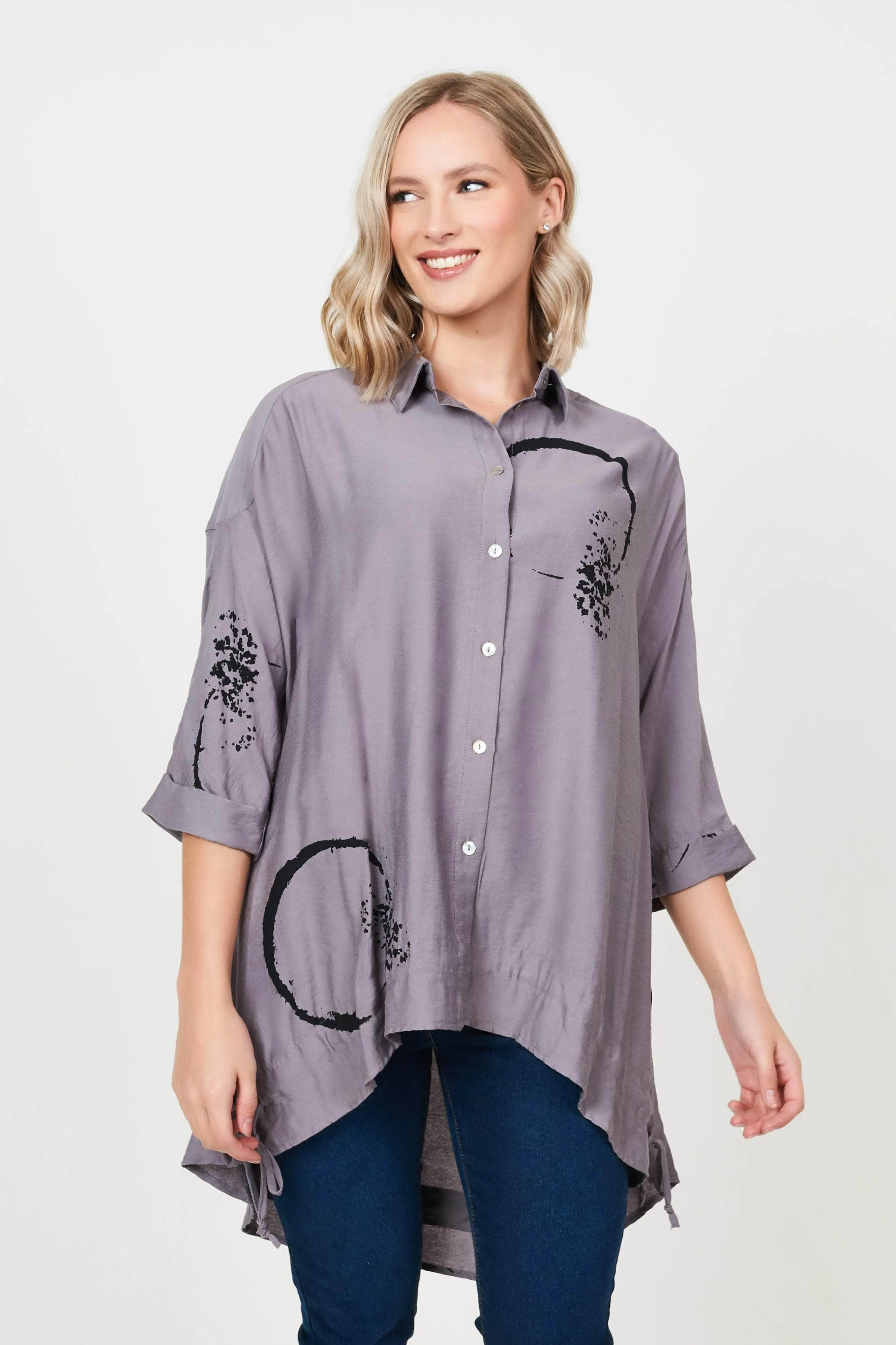 Saloos Italian Inspired Abstract Print Relax Fit Blouse